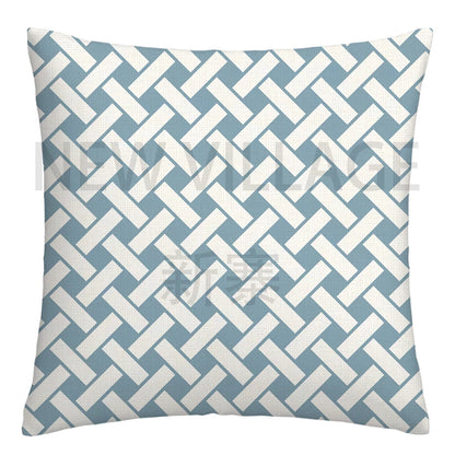 Lake blue white geometric linen pillowcase sofa cushion cover home decoration can be customized for you 40x40 45x45 50x50 60x60