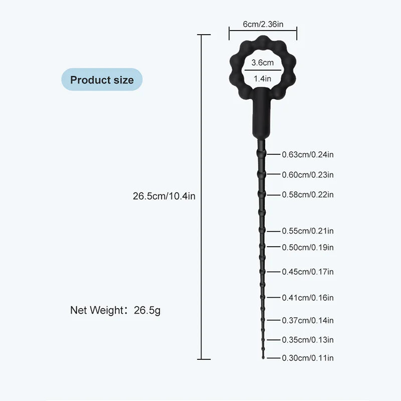 Silicone Vibrating Urethral Sound for Intense Stimulation, Electric Prostate Massager Toy, Soft & Flexible Beaded Design
