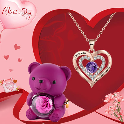 Teddy Bear Rose Gift Box, Jewelry Box with Hidden Space for Ring or Earrings,Jewellery Not Included,for Mother's Day,Anniversary