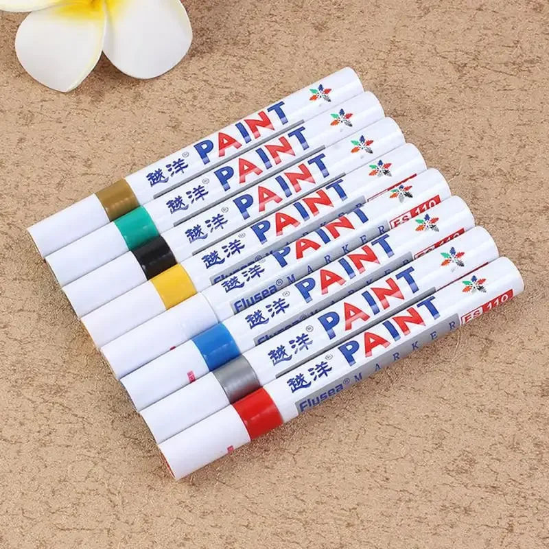 Car Paint Scratches Repair Brush Pen Waterproof Water Paint Marker Pen Car Tire Tread Care Automotive Black White Red Silver