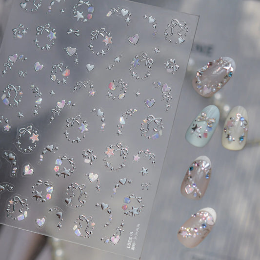 Exquisite Stars Love Garland Stickers Nail Art Decoration 5D Metal High Quality Dreamy Self Adhesive Nail Stickers 3D Decals DIY