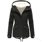 Women's Winter Jacket Warm Solid Plush Thickened Long Winter Coat Outdoor Hiking Hooded Casual Windproof Parka Coat Overcoat