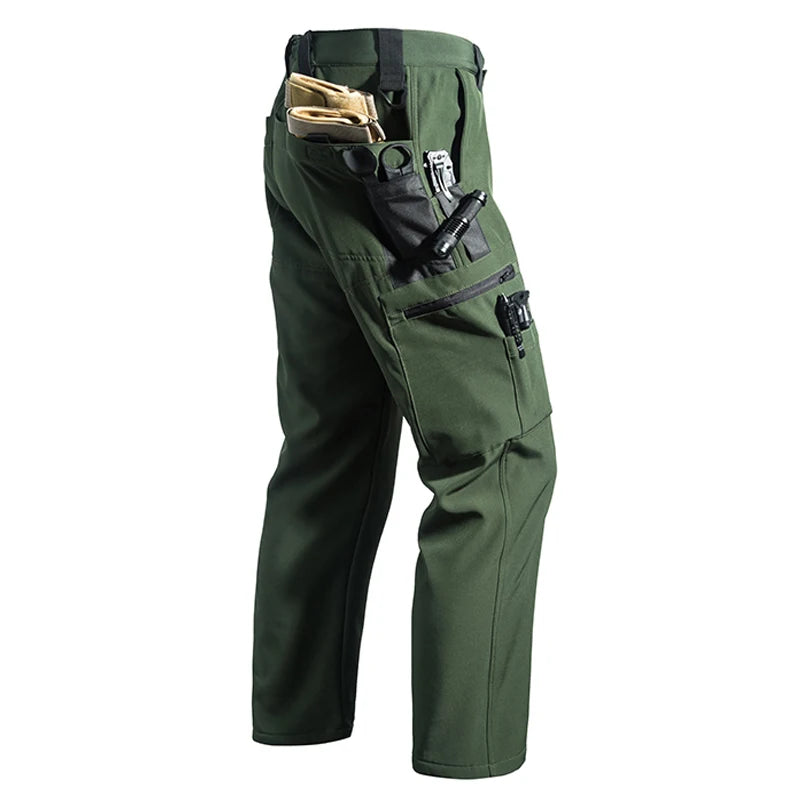Men Winter Autumn Fleece Waterproof Cargo Pants Hiking Camping Softshell Climbing Casual Warm Tactical Military Combat Trousers
