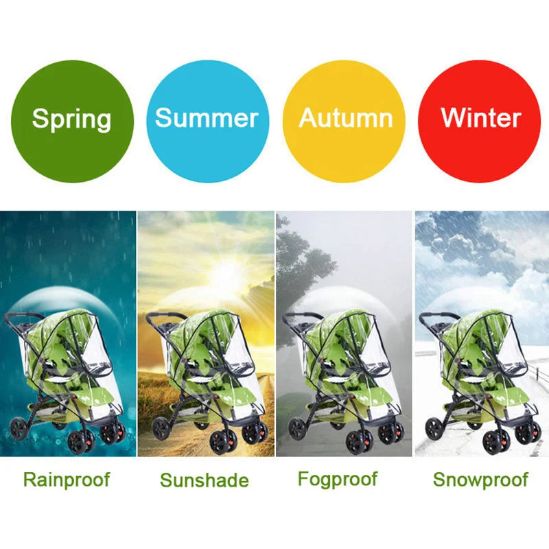 Transparent Baby Trolley Rain Cover Universal Waterproof Breathable Stroller Raincoat Zipper Opens Umbrella for Cart Accessories