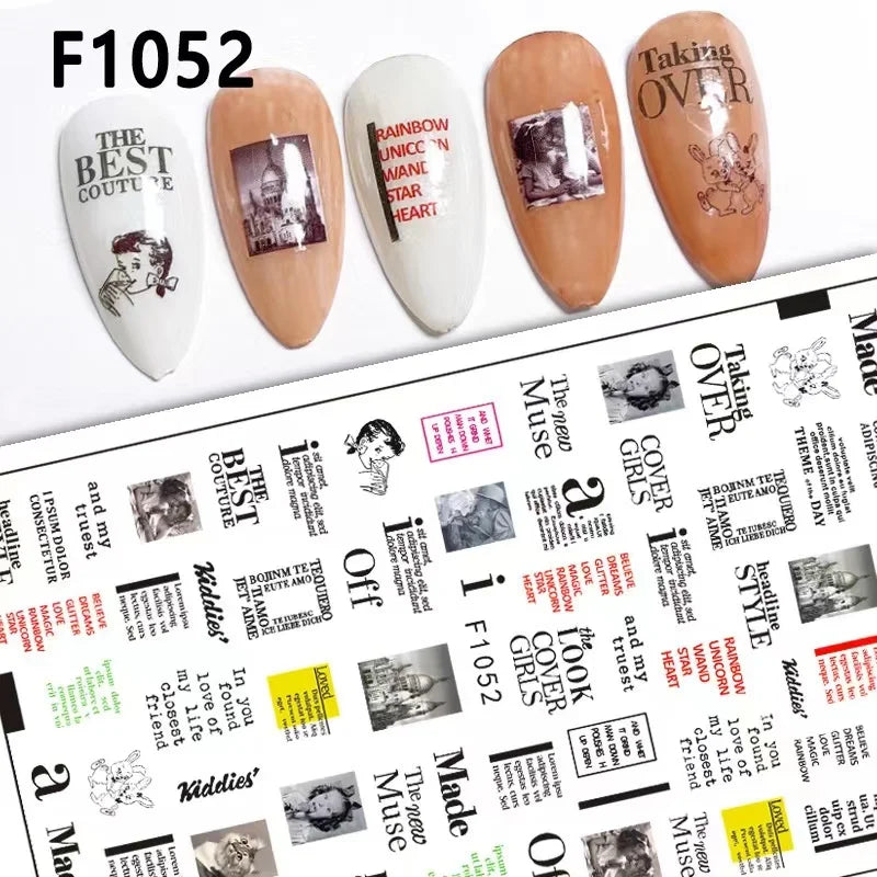 Black and White Love Flowers Line Art 3D Stickers Nail Decals Nail Art Accessories Butterfly Rose Nail Stickers Nail Sliders