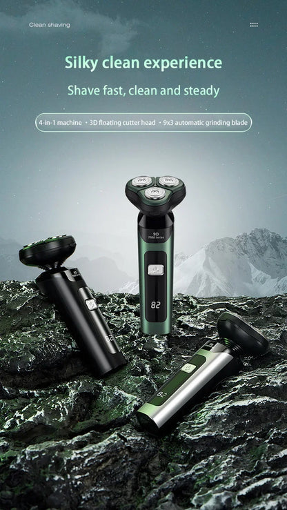 Men's Electric Shaver Intelligent Digital Display Waterproof Full Body Wash High Power Rechargeable Beard Trimmer