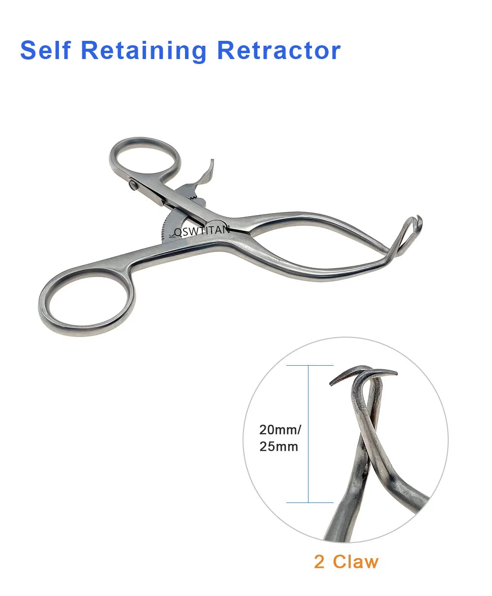 Stainless Steel Weitlaner Retractor 2 Claws Self-Retaining Retractor Orthopedic Bone Retractor Veterinary Surgical Instruments