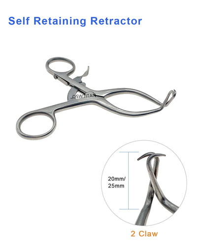Stainless Steel Weitlaner Retractor 2 Claws Self-Retaining Retractor Orthopedic Bone Retractor Veterinary Surgical Instruments