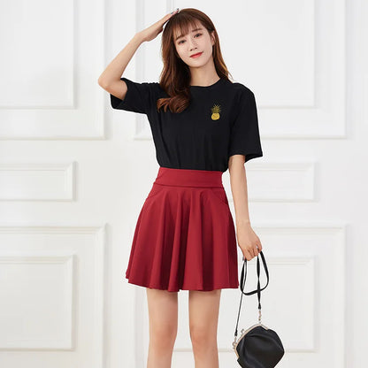 New Black Pocket Shorts Skirt Women's Basic Safety Pants Skirts School Flared Casual Mini Skater Medium Pleated Plus Size 4XL