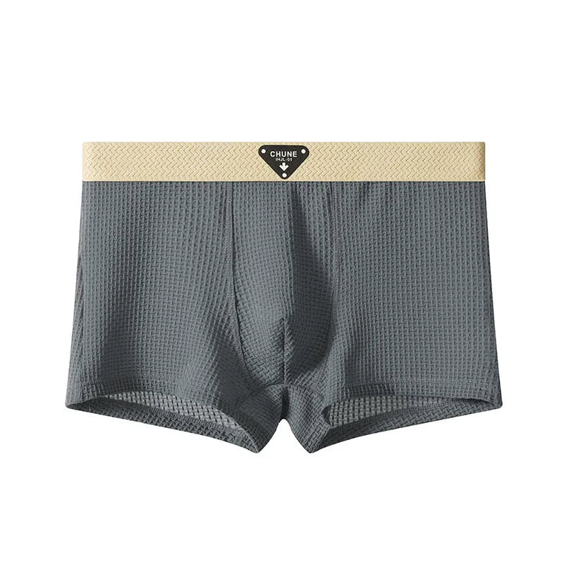 1/3PCS Men's Cool Ice Silk Boxers Shorts Summer Satin-like Solid Underpants Skin Friendly Breathable Mesh Crotch Male Underwear