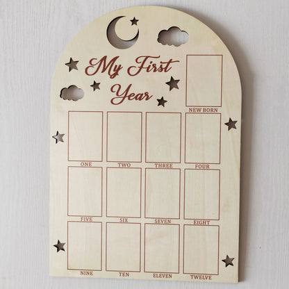 Wooden Baby Commemorative Photo Frame,monthly Calendar,photo Display Board,milestone Photo Frame for Newborns