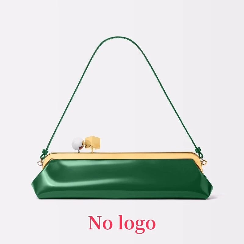 Long Clutch Bag with Removable Shoulder Strap, Women's Fashionable Baguette Bag, Luxury Designer Clip Handbag Purses for Ladies