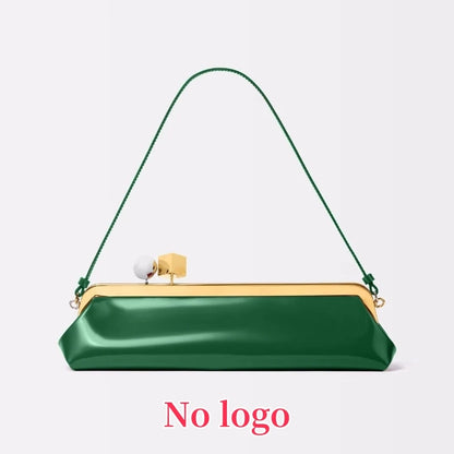 Long Clutch Bag with Removable Shoulder Strap, Women's Fashionable Baguette Bag, Luxury Designer Clip Handbag Purses for Ladies