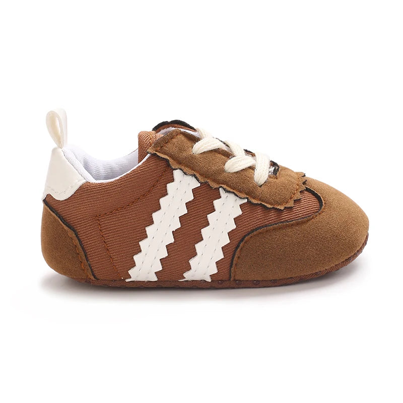 Spring and Autumn Fashion Stripes 0-1 Baby Shoes Baby Shoes Step Front Shoes Rubber Bottom Anti Slip Sneakers