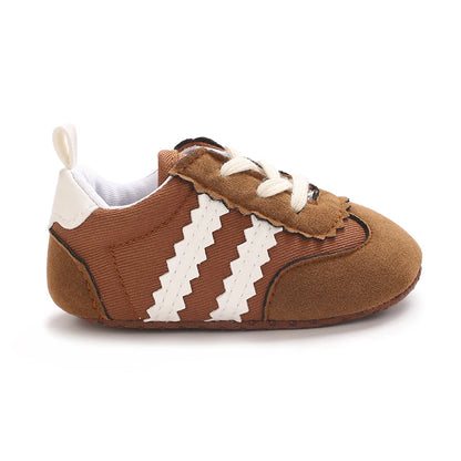 Spring and Autumn Fashion Stripes 0-1 Baby Shoes Baby Shoes Step Front Shoes Rubber Bottom Anti Slip Sneakers