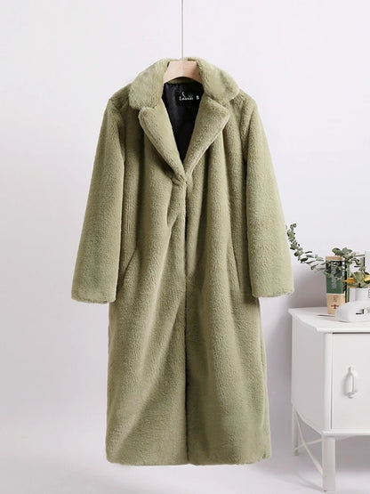 TARUXY Winter Loose Mink Velvet Imitation Fur Splicing Long Coat Fur Suit Collar Women's Coat High Street Fashion Lady Overcoat