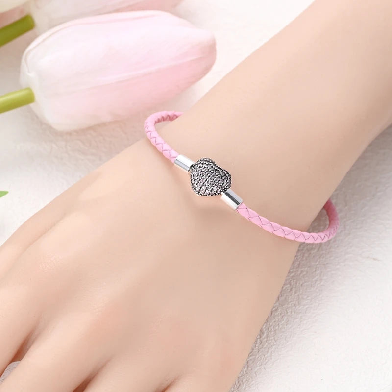 Original 925 Sterling Silver Bracelets 17-20CM Love Heart Flowers Butterfly Charms Beads Bracelet For Women Fashion Jewelry Gift