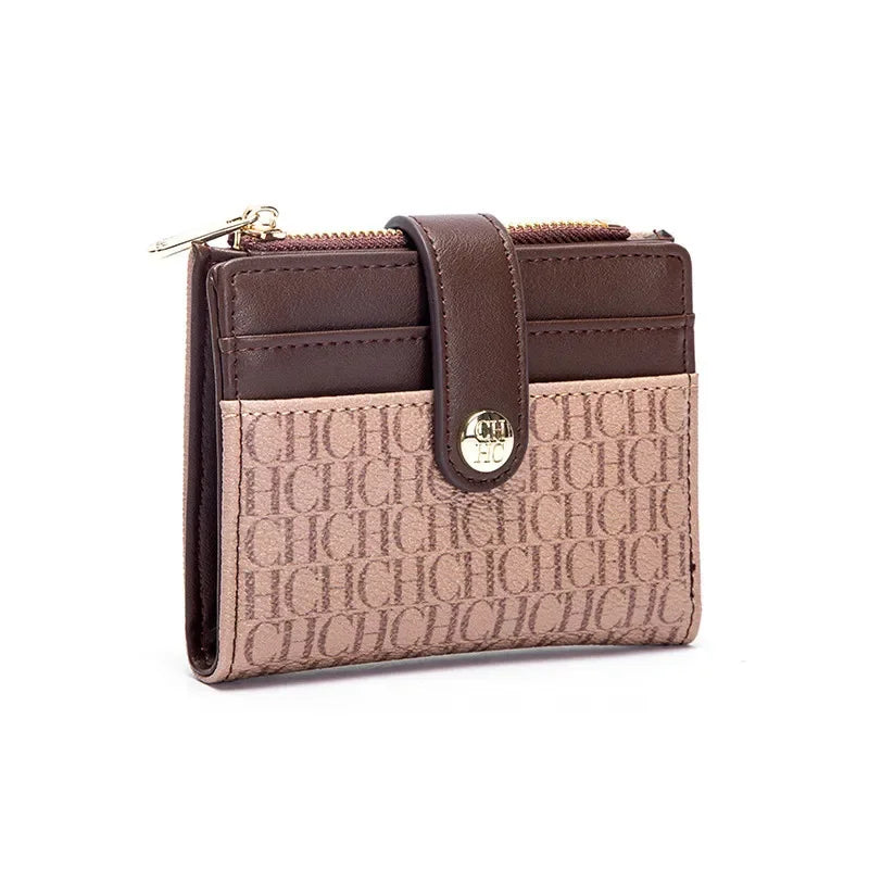 CH Luxury Brand Retro Design Business Card Bag Fashion Button Classic Folding Wallet Compact and Lightweight Women's Square Bag