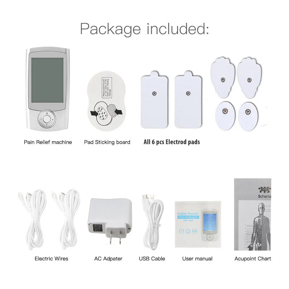 16 Mode Tens Machine Ems Electric Muscle Massage Stimulator Digital Electrostimulator Relaxation Body Pain Relief Electrodes Pad