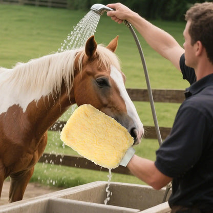 Tick Mitt Applicator Glove for Horses, Fleece Grooming Mitt for Bathing Cleaning, Multifunctional Animal Glove Cats Dogs Bunny