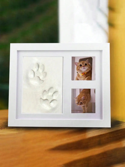 Pet Paw Print Photo Frame Dog Cat Footprints Commemorative Mud Table Photo Frame Baby Hand and Foot Print Photo Frame