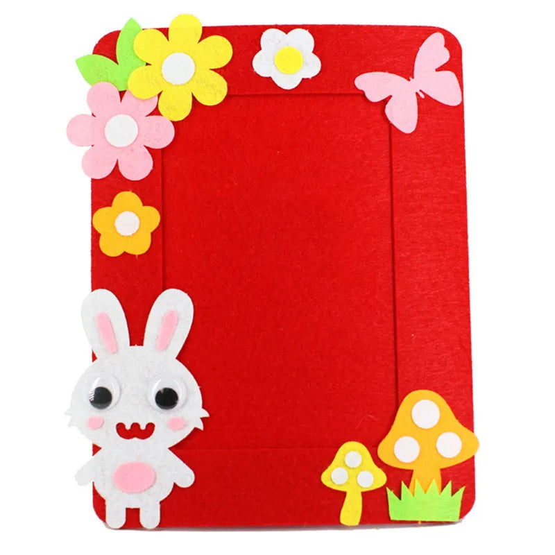 3Pcs/set DIY Cartoon Animal 6 Inch Photo Frame Children Handmade Craft Art Toys for Kids Girl Home Decor Kindergarten Applique