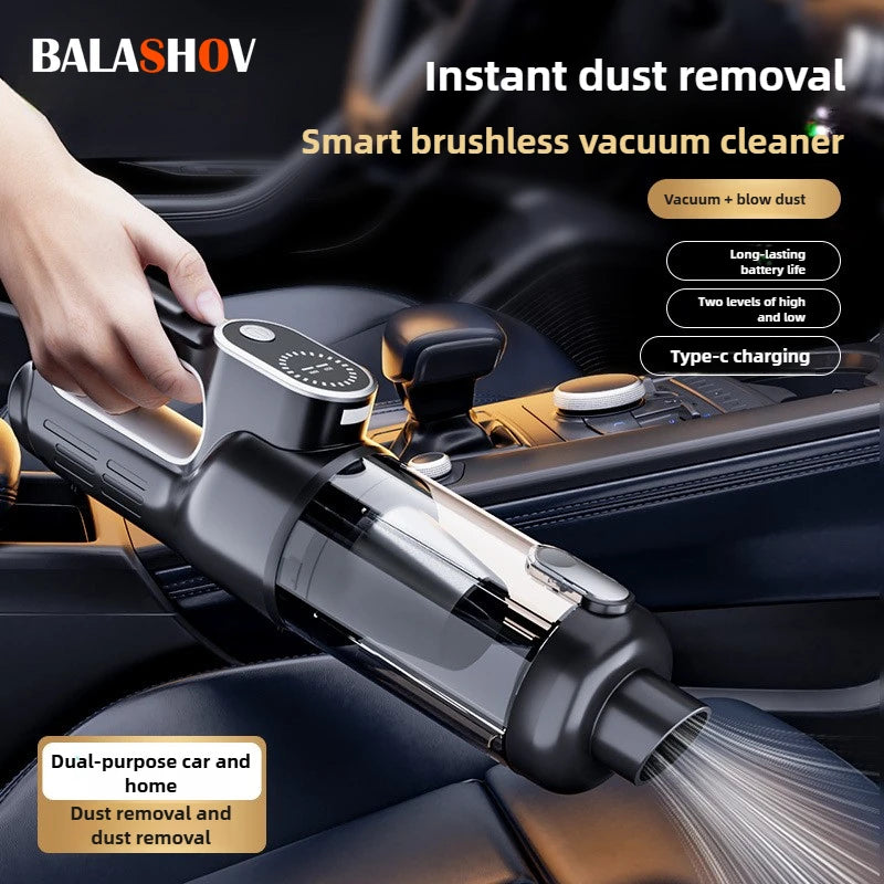 Wireless Portable Brushless Vacuum Cleaner, Multifunctional High Power Mini Handheld Vacuum & Dust Blower 2-in-1 for Household Sofa Keyboard Car Interior Cleaning