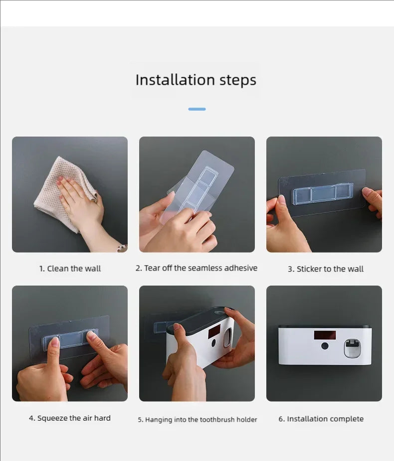 Household 3 in 1 UV Light Electric Toothbrush Sanitizer Wall Mounted Toothbrush Holder With Toothpaste Dispenser Combination