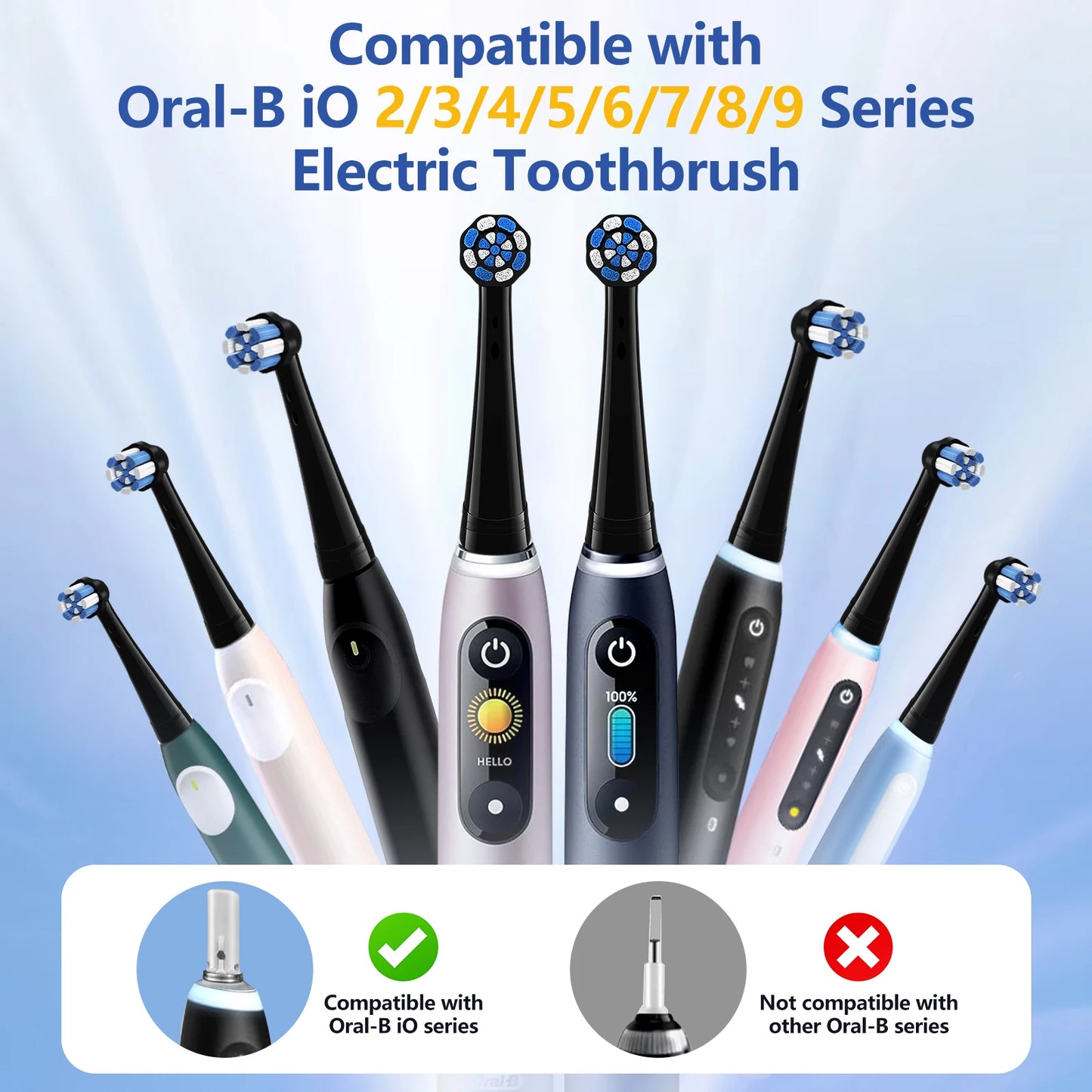 New 4/8PC Professional Toothbrush Replacement Heads, Compatible with Oral-B IO Series, Cost-Effective Pack.