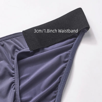 Ice Silk Briefs Men Underwear Male Wide Belt Panties Sexy U Pouch Wrinkle Back Bikini Slips Hombre Breathable Exotic Lingerie