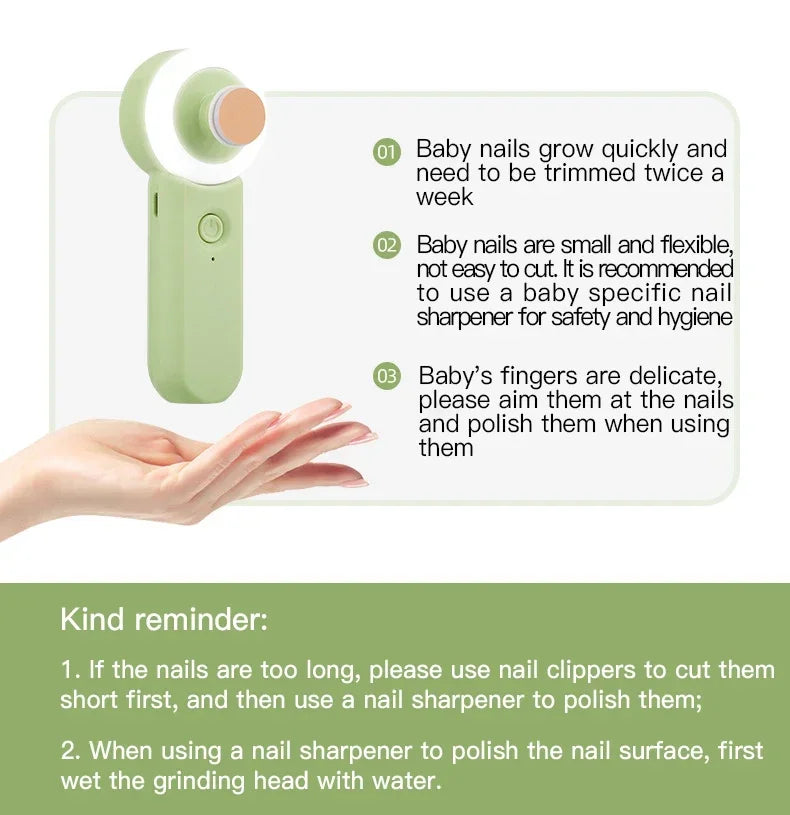 Luminous Rechargeable Newborn Electric Nail Clipper Baby Anti-clamping Scissors Baby Nail Scissors Set Baby Nail Grinder