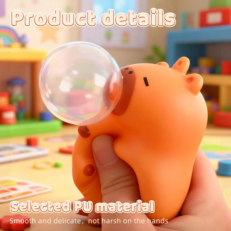 Cute Capybara Squishy Bubble Toy Keychain Decompression Pendant Bag Car Accessory Doll Small Gift for Relief Stress Squeeze Toys
