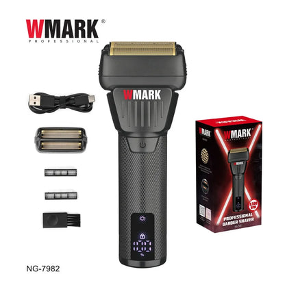 WMARK NG-7982 Professional Hair Trimmer for Man 9000RPM Titanium Coated Floating Double Blade Mesh Men's Shaver Equipped Blades