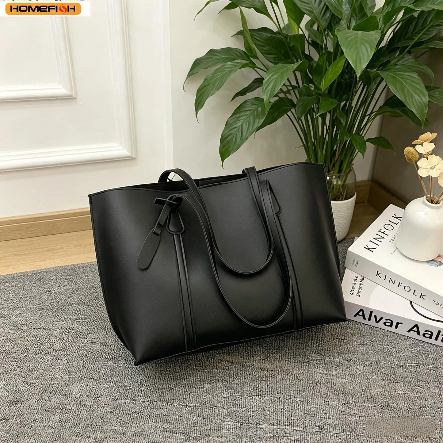 Women Korean Fashion Large Capacity Soft PU Leather Tote Bag 2025 New Casual Versatile Single Shoulder Handbag Daily Commute