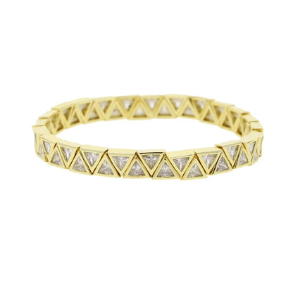 Gold Color Geometric Oval Stretchy Stretch Beaded Tennis Chain Bracelet For Women Fashion Adjusted Jewelry