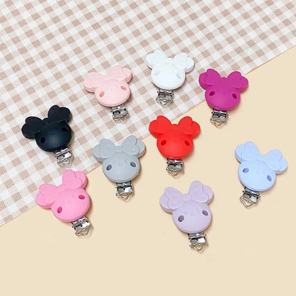 10pcs Silicone Cartoon Pacifier Clips Food Grade Silicone DIY Baby Teether Toy Necklace Pacifier Chain Dummy Clips