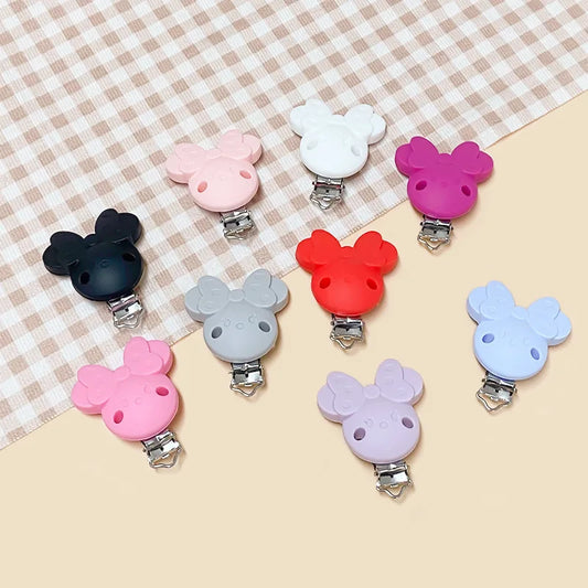 10pcs Silicone Cartoon Pacifier Clips Food Grade Silicone DIY Baby Teether Toy Necklace Pacifier Chain Dummy Clips