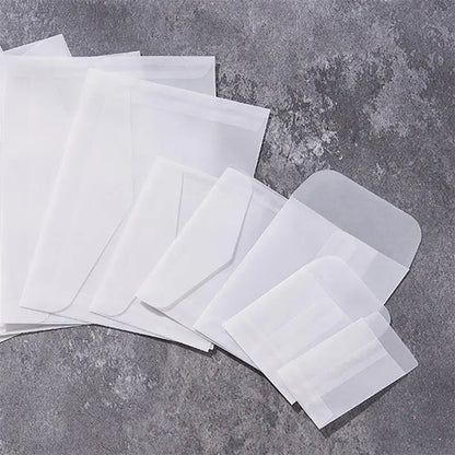 50Pcs/Pack Simple Semi-Transparent Vellum Paper Envelopes Matte Frosted for Postcards Greeting Cards Wedding Invitations