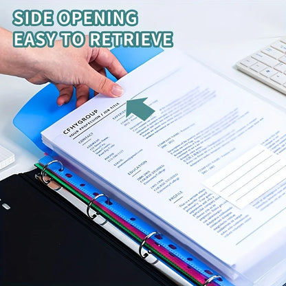 6PCS A4 Binder Pockets File Bags,11-Hole Expanding Binder,Transparent File Bag with Record Label,Suitable for Office,School,Home