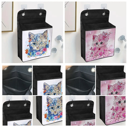 1pc/Set DIY Butterfly Diamond Art Hanging Storage Bags Canvas Crystal Rhinestone Cats Diamond Painting Storage Bags for Hanging