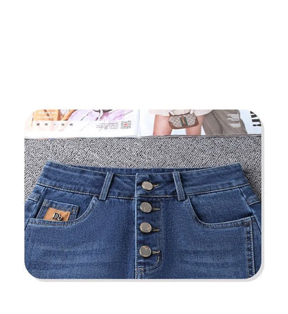Denim Skirt Women's 2026 Spring/Summer New Slim High Waist Split One Step A-line Wrap Hip Skirts Female Casual Clothing