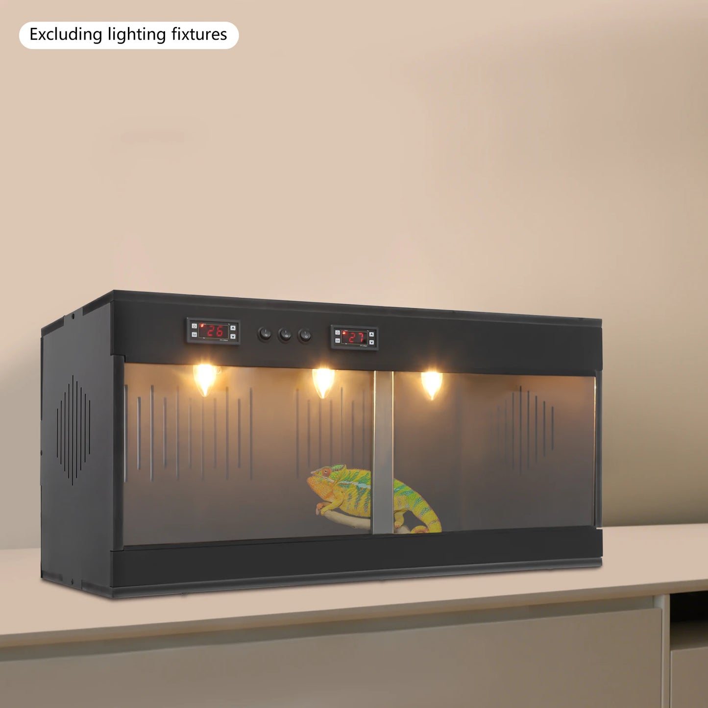 Reptile Lounge Habitat with Glass Sliding Door and Intelligent Thermostat, Reptile Breeding Box, PVC Reptile Pet Feeding Box