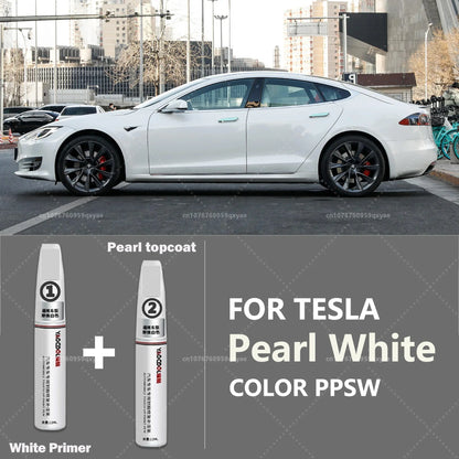 Suitable for Tesla Model 3 Y X S Automotive Paint Repair Pen Pearl White Clearcoat Pen Paint Repair Set Wheel Hub Silver