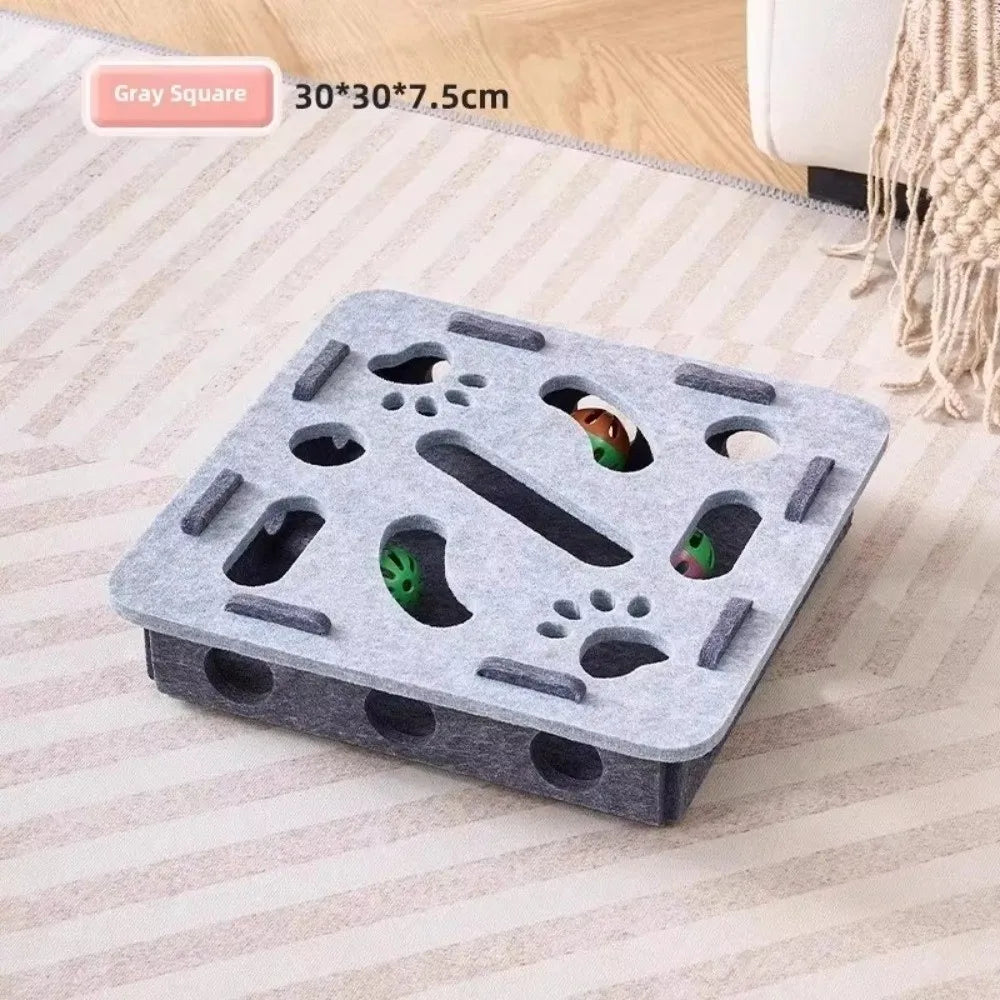 Cat Scratching Posts For Indoor Cat Puzzle Toy Felt Puzzle Box Cat Exercise Toy with Ball Kitten Interactive Indoor Exercise Toy