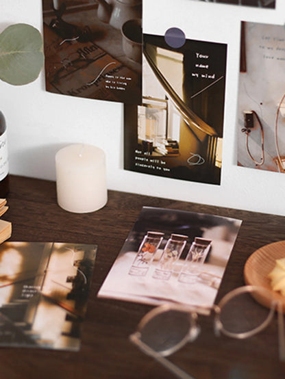 30pcs/pack Lifestyle-Themed Decorative Cards, Various Patterns, for Home Walls and Photo Frames (Includes Stickers)