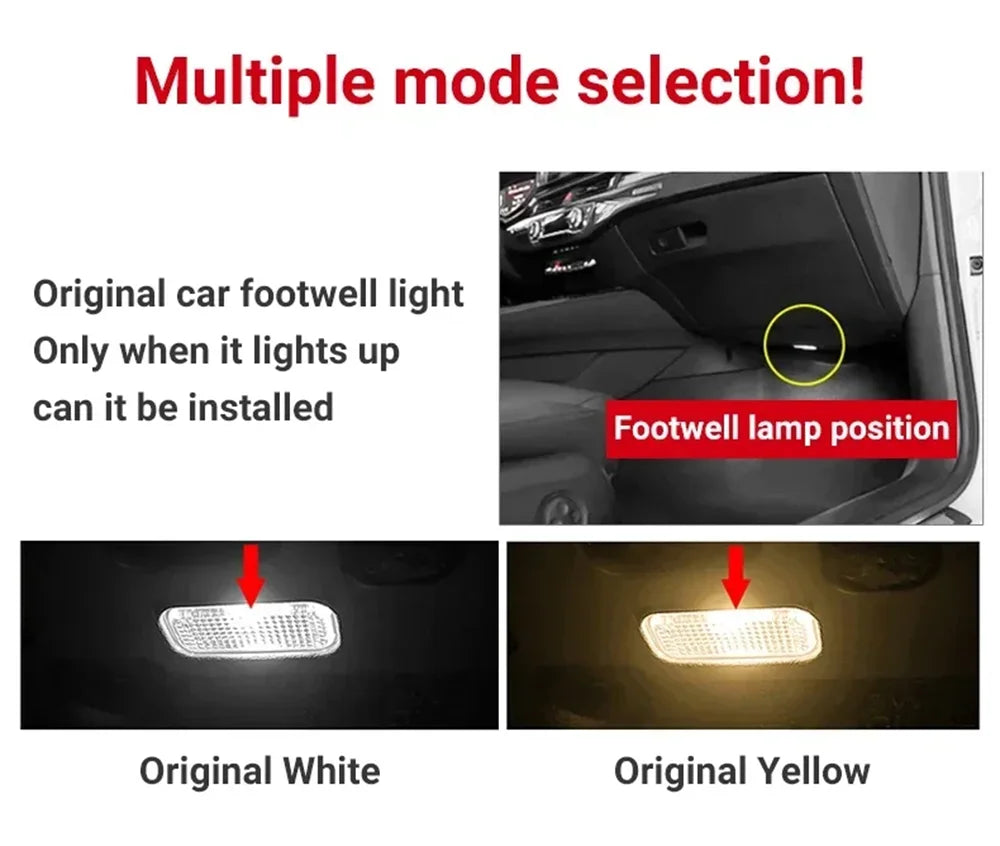 For Audi A1 8X A3 8V 8Y A4 B8 B9 A5 8T A6 C6 C7 C8 A7 A8 D3 D4 D5 Q2 Q3 8U F3 Q5 8R FY Q7 4L 4M RGB Footwell Lights HD Seat Lamp