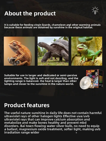 SuperRep Full Spectrum Reptile Sun Lamp - UVA/UVB Heat & Light for Tortoises & Bearded Dragons - Calcium Synthesis Basking Bulb
