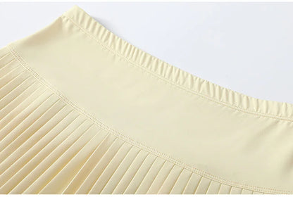 Korean Style Women Pleated A-line Skirts With Pants Mini Skirts Elastic Waist Casual High quality Summer A-line Skirts