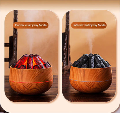 Simulated Campfire Air Humidifier Woodstove Fireplace Water Mist Diffuser Classic Woodgrain USB Ultra Sonic Mist Sprayer