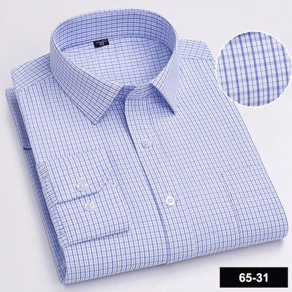 Men's Long Sleeve Shirt High-quality Fashion Casual Print Plaid Stripe Single Pocket Fit Business Formal Office Four Season Top